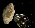 The ESA's Don Quijote mission upon impacting an asteroid (Credit: ESA - AOES Medialab).