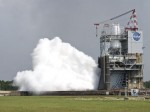 The 40-second test of the J-2X rocket engine on Sept. 28, 2011 (Credit: NASA/SSC) .