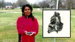 Lottie Williams with a detail of the debris which hit her on the shoulder (Credits: Lottie Williams).