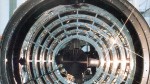 The ROSAT system of mirrors, composed by four nesting Wolter mirrors with a focal length of 2.4 meters.Each of the ring-shaped mirrors measures 50 centimeters in length, and the largest has a diameter of 84 centimeters - (Credits: MPE).
