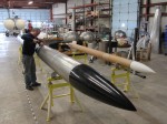 Stig rocket being outfitted at Armadillo Aersospace. (Credits: Ben Brockert/Armadillo aerospace).