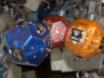 SPHERES being tested aboard ISS. (Credits: NASA).
