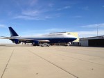 A retired 747-400 in front of the Scaled Composites hangar in Mojave (Credits: Scaled Composites).