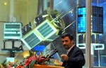 Iranian President Mahmoud Ahmadinejad speaks during the unveiling ceremony of new satellite rockets in Tehran in 2010 (Credits: Rohollah Vahdati/AFP/Getty Images).