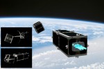 A rendition of Clean Space One shows how it will catch defunct satellites for removal from space (Credits: Swiss Space Center).