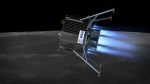 Rendition of ESA's lunar lander on approach from the south pole (Credits: ESA).
