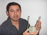 Dr. Gabriel Luna-Sandoval conducts research on urine-powered fuel cells (Credits: Gabriel Luna-Sandoval).