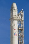 SpaceX' unmanned Dragon capsule sitting atop the Falcon 9 rocket getting ready for a maiden launch on May 7 (Credits: NASA).