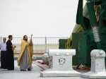 A Russian Orthodox priest blessing the Soyuz at the launchpad in Baikonur Cosmodrome on May 14 (Credits: Bill Ingalls/NASA).