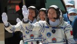 Shenzhou-9' taikonauts Jing Haipeng, Liu Wang and Liu Yang (Credits: Xinhua).