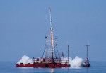 SMARAGD-1 launches from Launch Platform Sputnik in the Baltic Sea (Credits: Copenhagen Suborbitals).