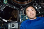 JAXA astronaut Aki Hoshide in the Cupola aboard ISS in July 2012 (Credits: NASA).