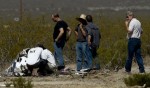 Masten personnel inspect the crashed Xaero at Mojave Air and Space Port (Credits: Los Angeles Times/Anne Cusack).