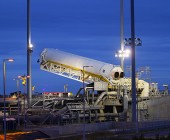 Antares rocket at the Wallops Island launch pad (Credits: NASA).