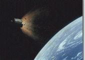 Artist Conception of a satellite Breakup (Credits: William K. Hartmann).