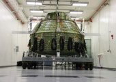 The Orion pressure shell being tested at NASA's Kennedy Space Center (Credits: NASA/Ben Smegelsky).