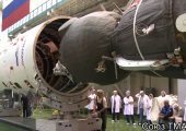 Launch Escape System Installed on Soyuz TMA-02M