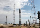 Proton-M on the launch pad at Baikonur. (Credits: Ria Novosti)
