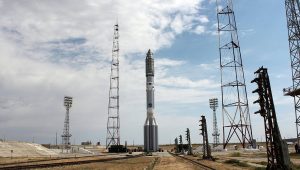 Proton-M on the launch pad at Baikonur. (Credits: Ria Novosti)