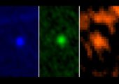 Images of Apophis captured by the Herschel telescope on Jan 5-6 at wavelengths of 70, 100, and 160 microns from left to right (Credits: ESA).