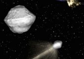 Artist’s concept of the US-European Asteroid Impact and Deflection mission (Credits: ESA).