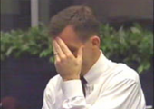 LeRoy E. Cain, STS-107 entry flight director, realizes the loss of Columbia (Credits: NASA).