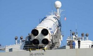 Zenit 3SL about to be launched on the Odyssey platfrom in the Pacific Ocean (Credits: Sea Launch).