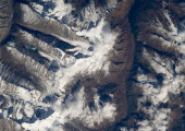 A photograph taken of the Himalayas in Bhutan by ISS Expedition 33 (Credits: NASA).