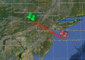 Trajectory of what is being called the Manhattan Meteor compiled by the American Meteor Society based on eyewitness reports (Credits: AMS).