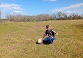 Dean Gentz and his mysterious space ball (Credits: Dean Gentz).
