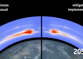 Future debris density in polar orbits with and without active debris removal (Credits: ESA).