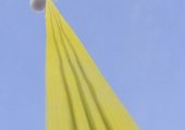 A Tethered Tower being hoisted in a balloon test (Credits: LiftPort).