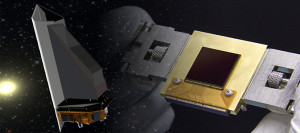 The NEOCam sensor (right) is the basis of the proposed NEOCam orbital telescope (Credits: NASA/JPL). 