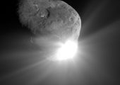 This spectacular image of comet Tempel 1 was taken 67 seconds after it obliterated Deep Impact's impactor spacecraft (Credits: NASA/JPL-Caltech/UMD).