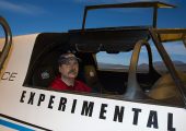 Edward Wright tries out the cockpit of an experimental Lynx (Credits: Citizens in Space).