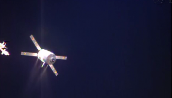 ATV-4 firing thrusters approaching S3 hold point (Credits: NASA).