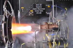 Hot fire test in in the Rocket Combustion Laboratory at NASA Glenn Research Center (Credits: NASA).