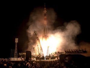 A Soyuz launch earlier this year. Another Soyuz launch nearly 30 years ago ended disastrously, out of public view but whose aftermath was noticed by the US intelligence community (Credits: NASA).