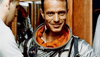 NASA Astronaut Scott Carpenter during a suiting exercise in 1962 (Credits: NASA).