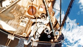 The final Skylab crew was tasked with its first EVA only a week after arriving in space (Credits: NASA).