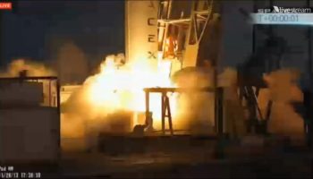 The first of two launch aborts for the Falcon 9 on November 28 (Credits: SpaceX).