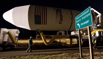 The Antares rocket was rolled out earlier today to preserve a possible launch date on Thursday (Credits: Bill Ingalls / NASA).