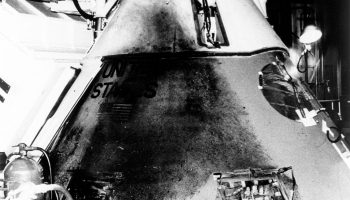 The Apollo 1 Command Module one day after the fatal fire (Credits: NASA).