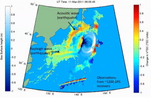 Graphical representation of the Tohoku Earthquake and induced Tsunami.  (Credits: NASA/JPL).