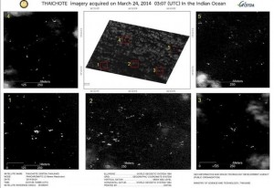 These images from Thai satellite ThaiChote were thought to indicate possible debris from MH370. The public has received a crash course in how to interpret such images (Credits: Ministry of Science and Technology, Thailand).