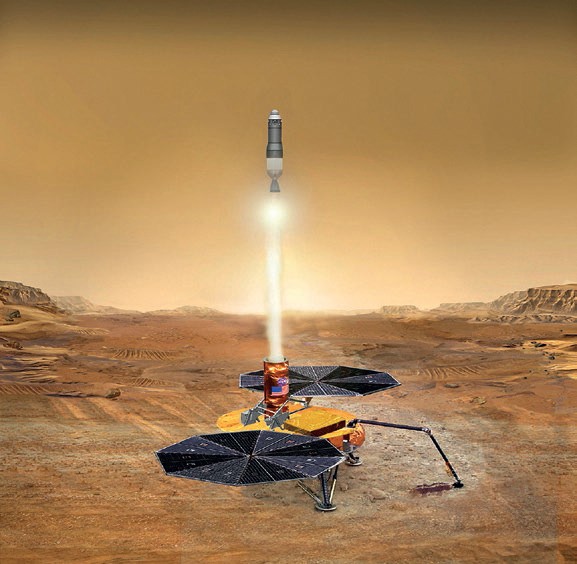 Artist’s conception of a Mars Soil Sample Return Mission (Credits: NASA JPL).