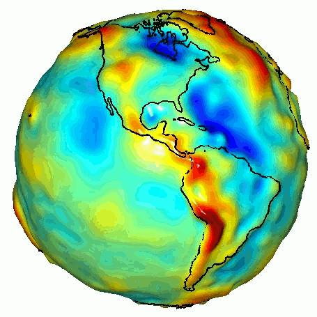 Earth's gravitational field as measured by NASA's GRACE mission.