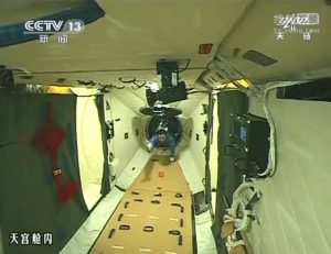 Shenzhou-9 commander Jing Haipeng, the first human to board Tiangong-1 (Credits: CNTV).