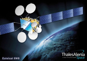 Artistic rendition of the EUTELSAT 8 West B satellite, courtesy of Thales Group