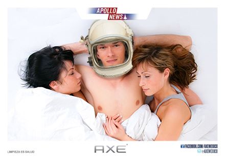 Axe ad amle astronaut in bed with women